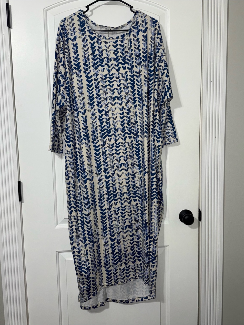 Nuggles Maxi Dress Women’s Size 2X Blue and White Modest Apostolic
